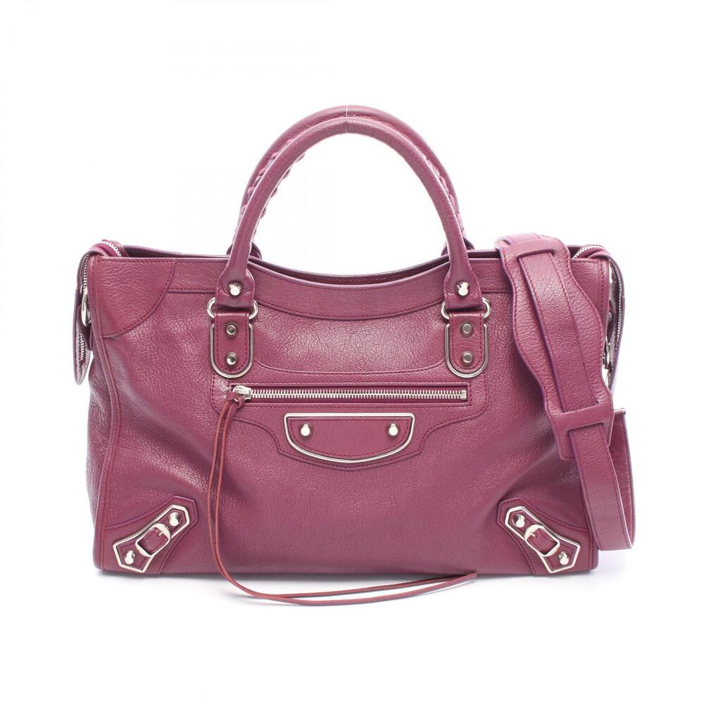 Balenciaga Metallic City Handbag Leather Pink